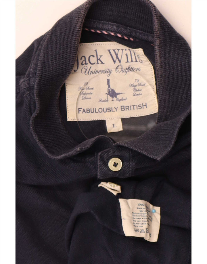 Ανδρικό μπλουζάκι πόλο Jack Wills, μεγάλο μπλε ναυτικό βαμβακερό