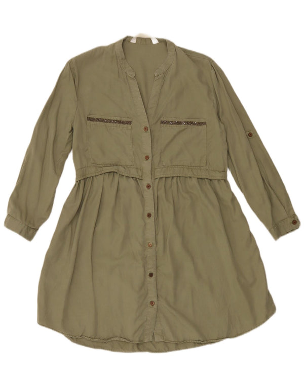 Zara Γυναικείο μακρυμάνικο πουκάμισο UK 10 Small Khaki