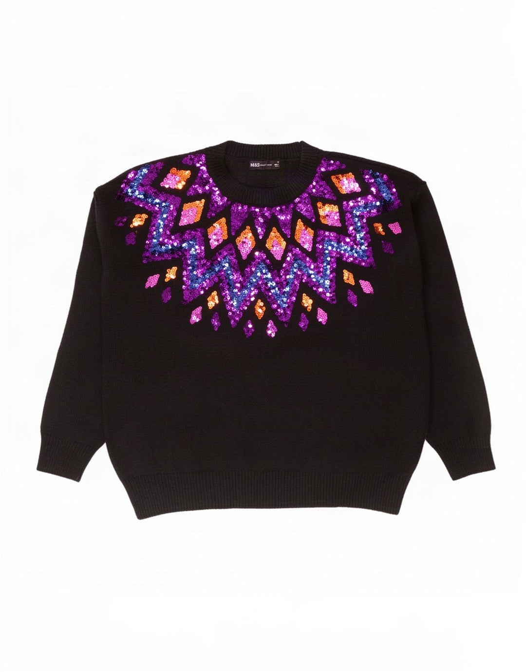 Marks & Spencer Γυναικείο πουλόβερ με λαιμόκοψη UK 14 Medium Black