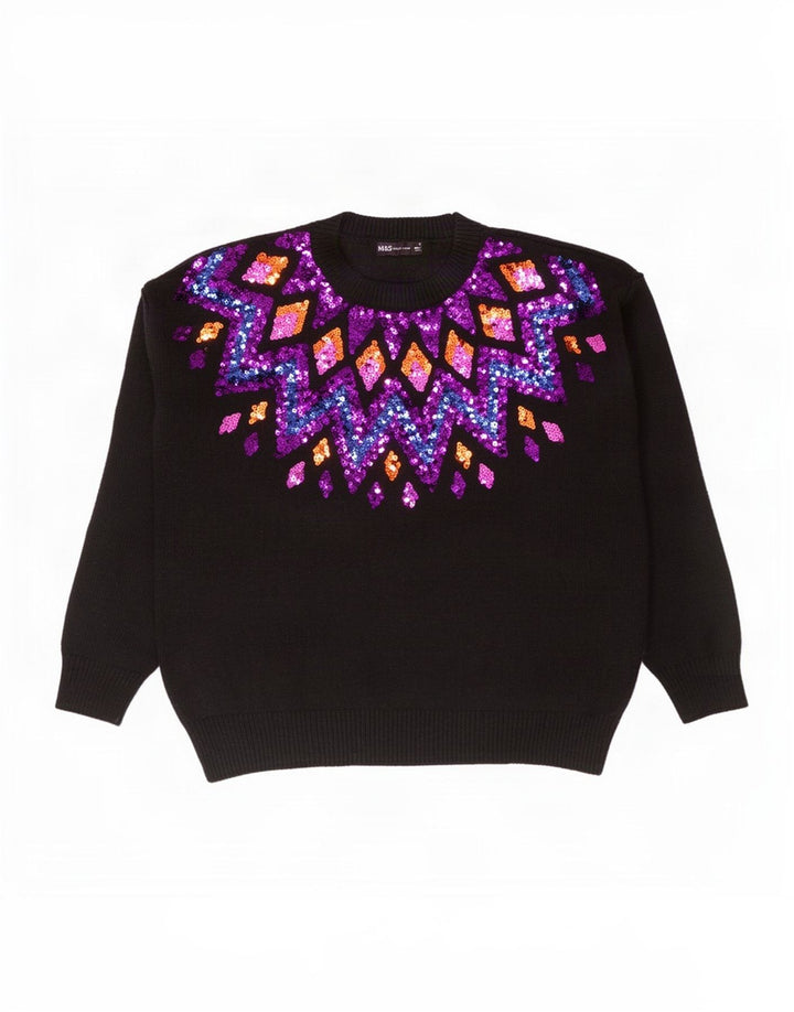 Marks & Spencer Γυναικείο πουλόβερ με λαιμόκοψη UK 14 Medium Black