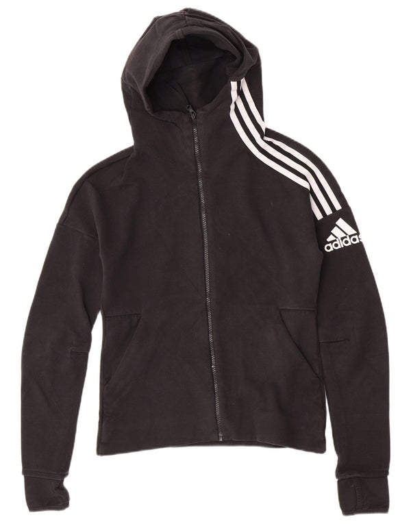 Γυναικείο πουλόβερ με κουκούλα Adidas UK 8/10 Μικρό μαύρο βαμβακερό