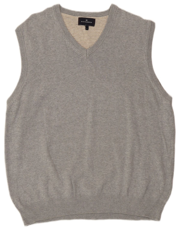 Marks & Spencer Mens Blue Harbor V-Neck Γιλέκο Tank Top Large Grey