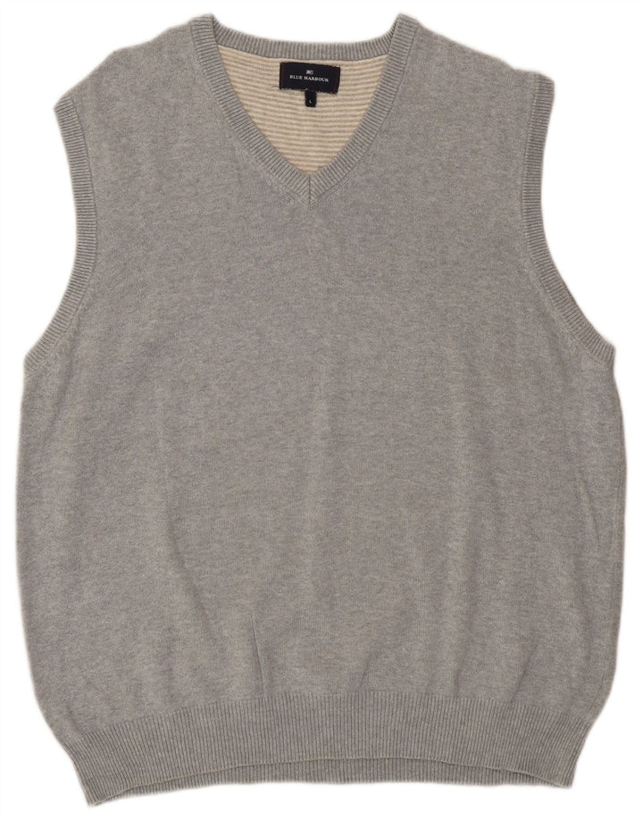 Marks & Spencer Mens Blue Harbor V-Neck Γιλέκο Tank Top Large Grey