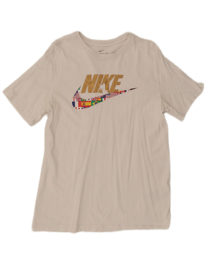 Ανδρικό γραφικό μπλουζάκι Nike, μεσαίο λευκό βαμβακερό