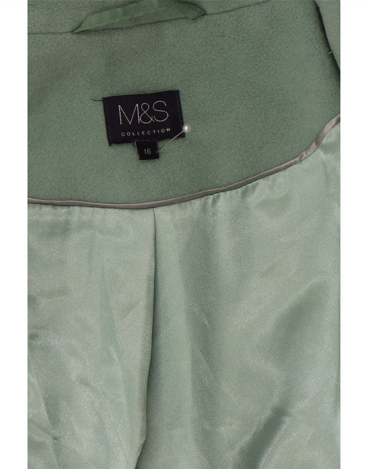 Marks & Spencer Γυναικείο παλτό με διπλό στήθος UK 16 Large Green Wool