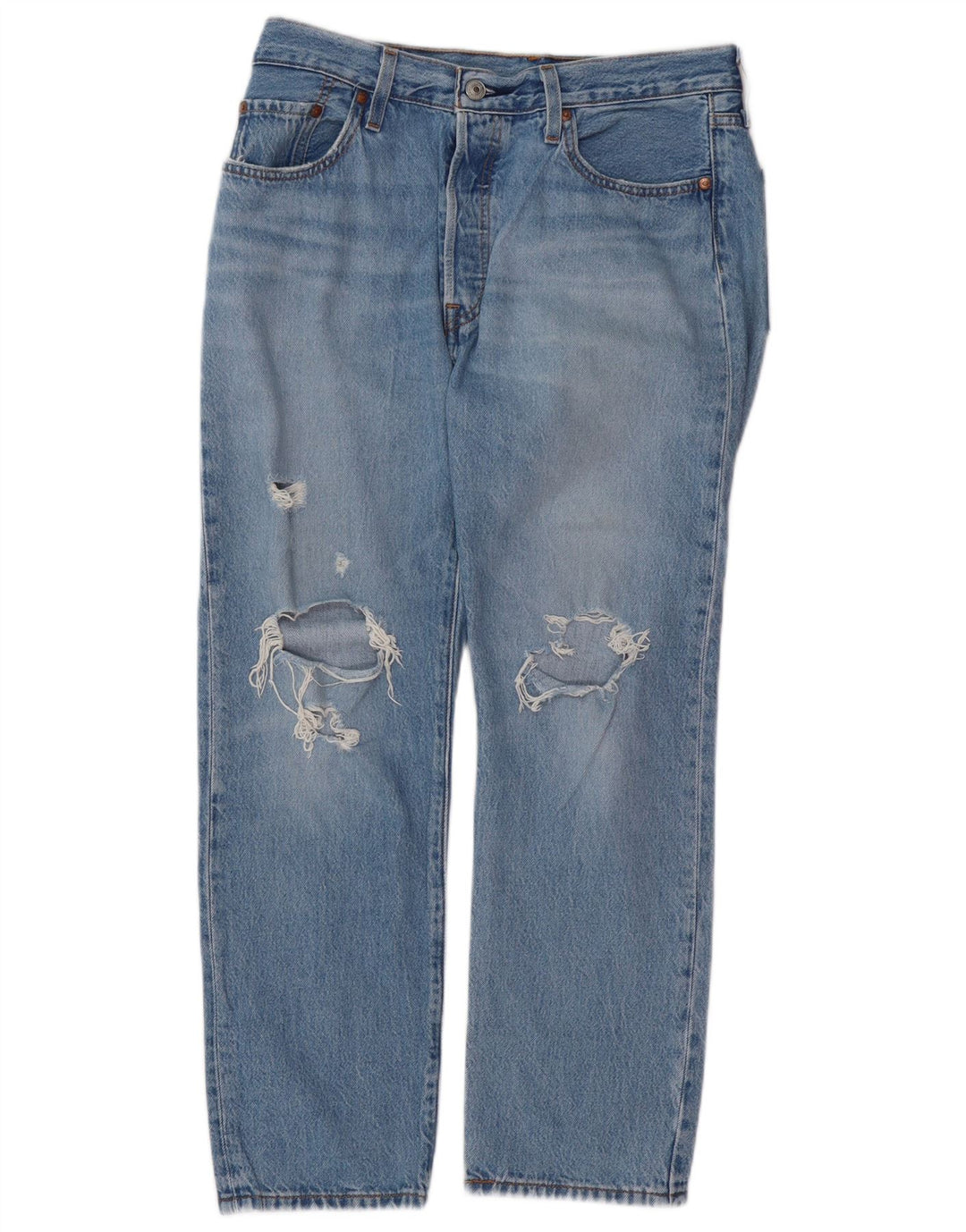 LEVI'S Womens 501 Distressed Straight Jeans W29 L26 Blue Cotton
