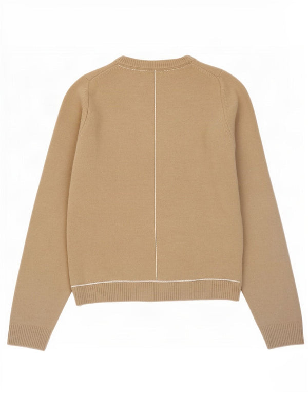 Zara Γυναικείο πουλόβερ με λαιμόκοψη UK 12 Medium Beige Ακρυλικό