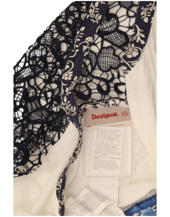 Desigual Γυναικείο Πουκάμισο Μπλούζα UK 20 2XL Λευκό Patchwork Viscose
