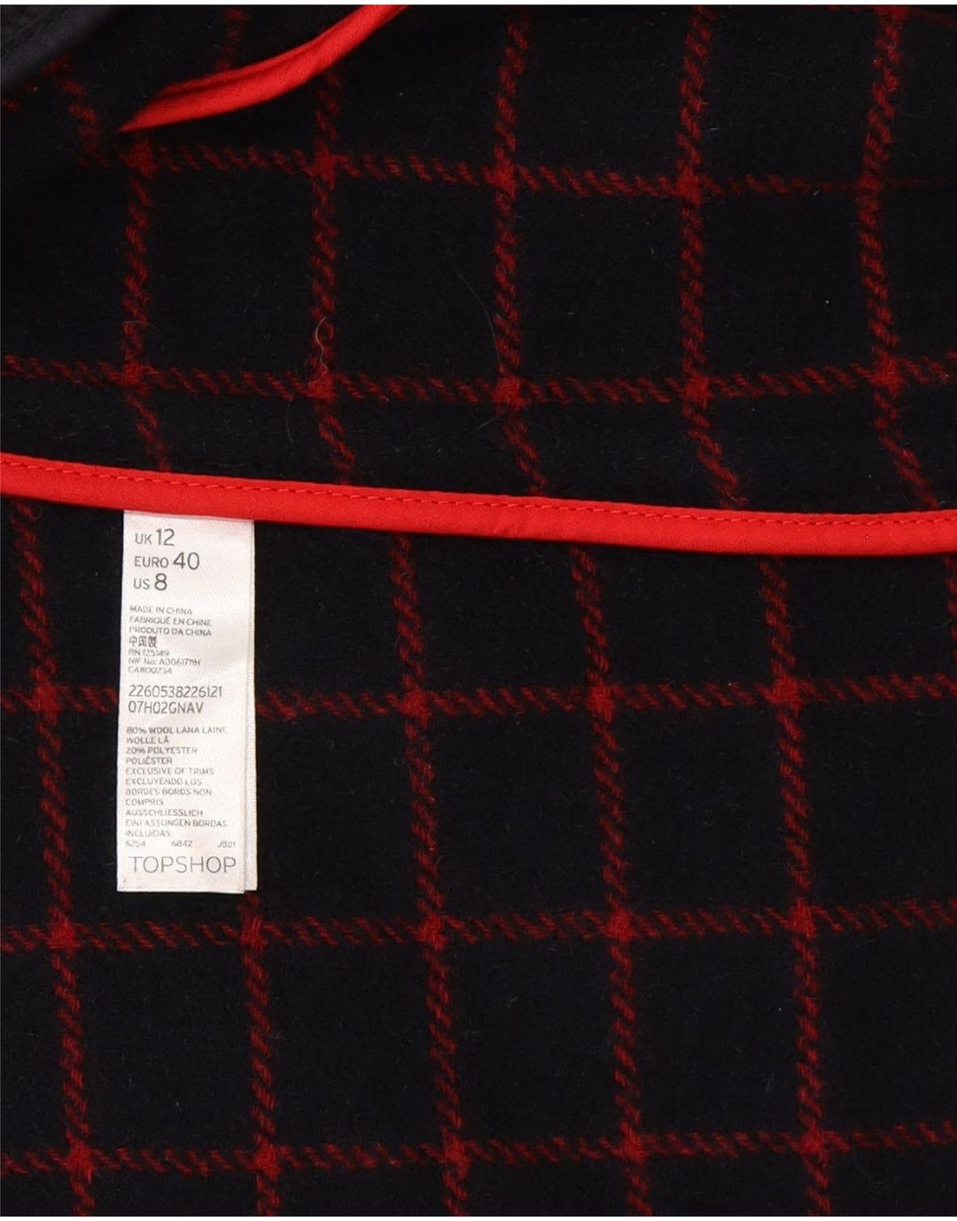 Topshop Γυναικείο παλτό Duffle με κουκούλα UK 12 Medium Navy Blue Wool