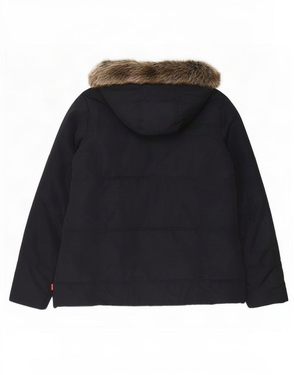 Levi's Girls Hooded Padded Jacket 15-16 Years Navy Blue Polyester