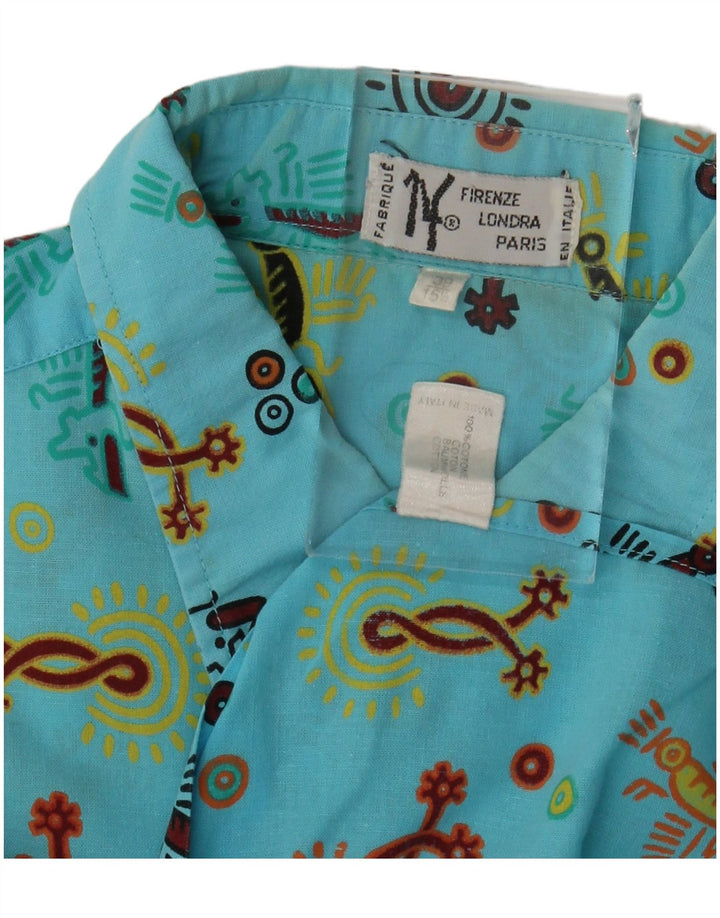 Ανδρικό πουκάμισο Firenze Abstract Pattern Κοντό μανίκι Μέγεθος 39 15 1/2 Medium Blue