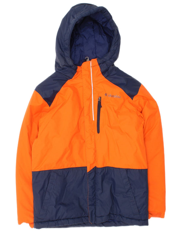 Μπουφάν Columbia Boys με κουκούλα με επένδυση 7-8 ετών Small Orange Colourblock Nylon