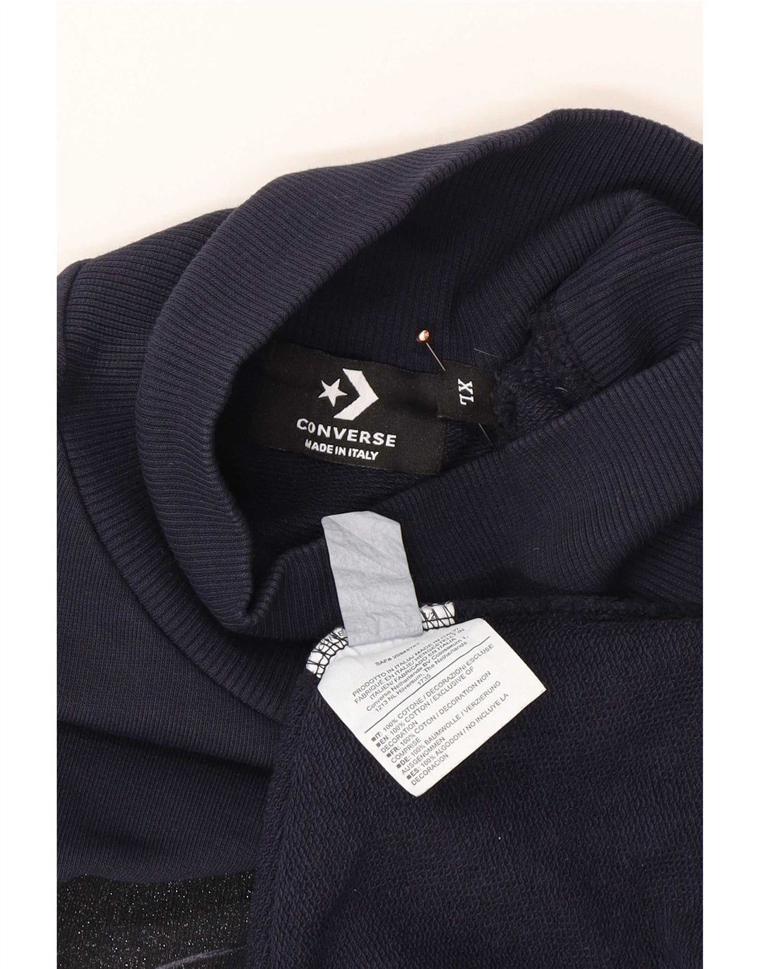 Ανδρικό γραφικό τοπ Converse Μακρυμάνικο XL Navy Blue Cotton