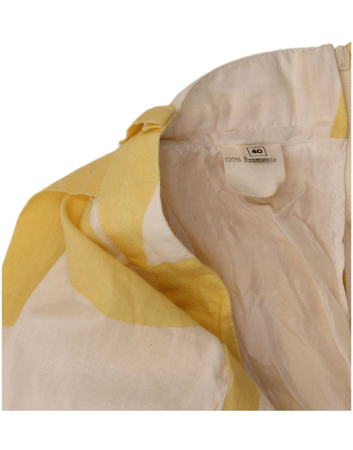 VINTAGE Γυναικεία φούστα σε γραμμή Α EU 40 Medium W28 Κίτρινο γεωμετρικό βαμβάκι