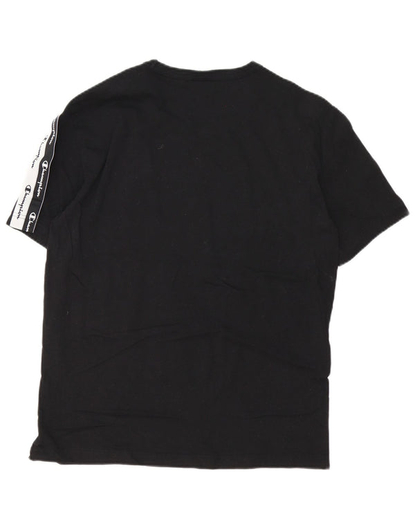 Ανδρικό γραφικό μπλουζάκι Champion Top Medium Black Colourblock Βαμβακερό