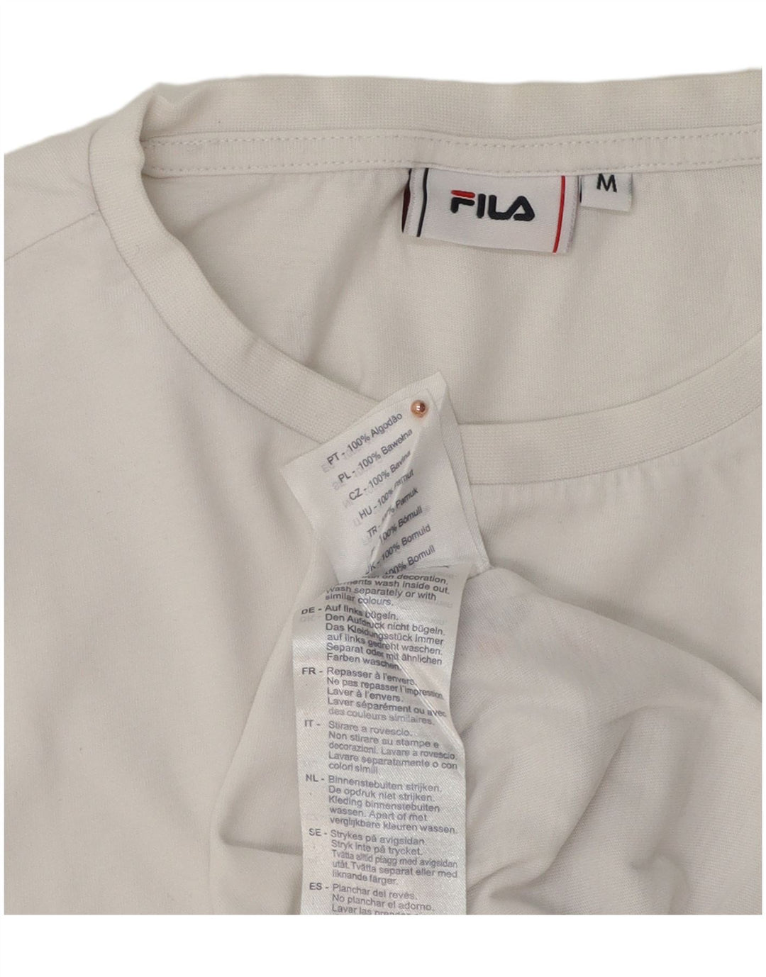 Ανδρικό γραφικό T-Shirt Fila Top από μεσαίο λευκό βαμβακερό