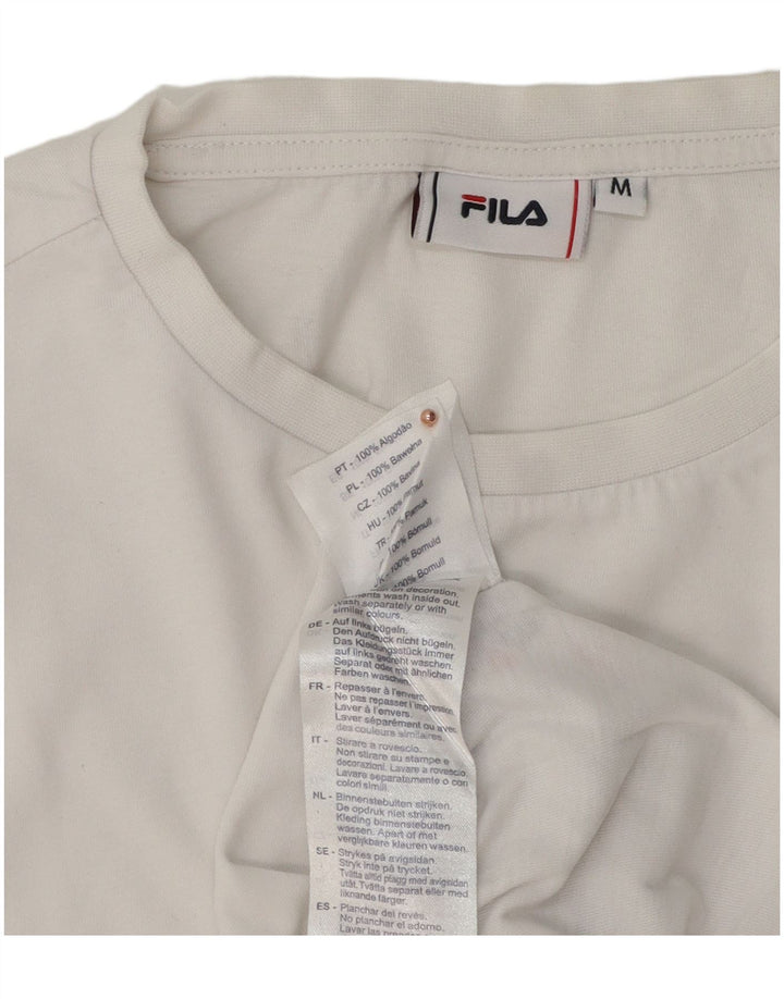 Ανδρικό γραφικό T-Shirt Fila Top από μεσαίο λευκό βαμβακερό