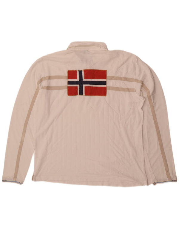 Ανδρικό μακρυμάνικο πόλο μπλουζάκι Napapijri 3XL λευκό βαμβακερό