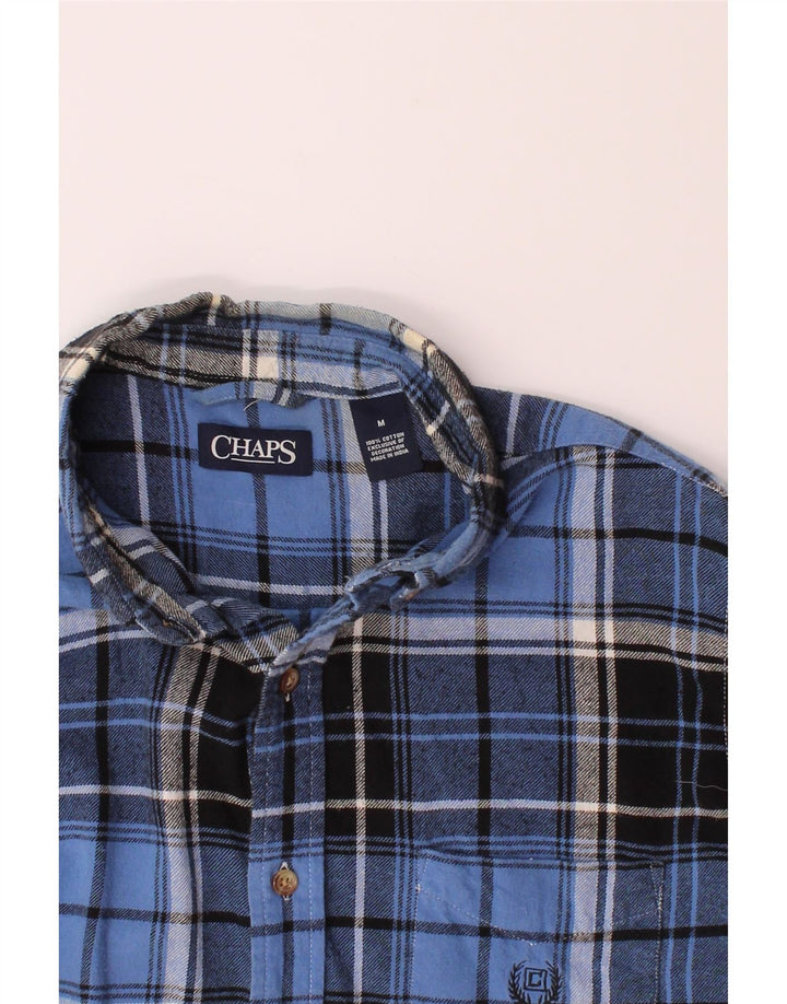 CHAPS Mens Flannel Shirt Medium Blue Check Cotton Vintage Chaps and Second-Hand Chaps from Messina Hembry 