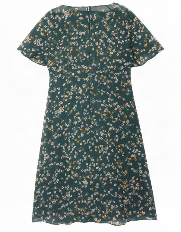 Marks & Spencer Γυναικείο φόρεμα A-Line UK 10 Small Green Floral Polyester