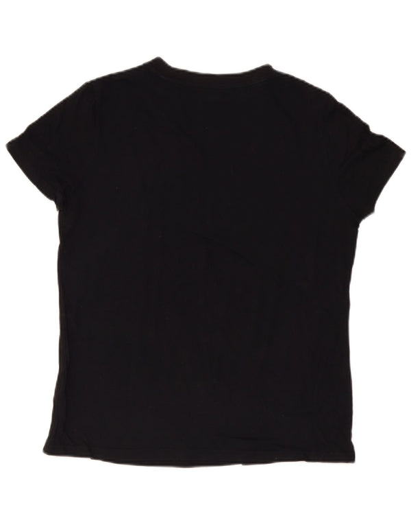 Γυναικείο γραφικό μπλουζάκι Adidas Top UK 16/18 μεγάλο μαύρο βαμβακερό