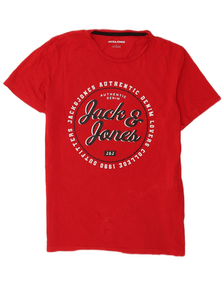 Jack & Jones Ανδρικό T-Shirt κανονικό γραφικό τοπ μεγάλο κόκκινο βαμβακερό