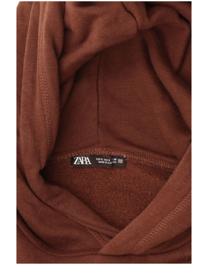 Zara Γυναικείο Hoodie Jumper UK 10 Small Brown