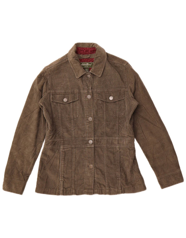 Eddie Bauer Γυναικείο Loose Fit Κοτλέ μπουφάν UK 10 Small Khaki Cotton