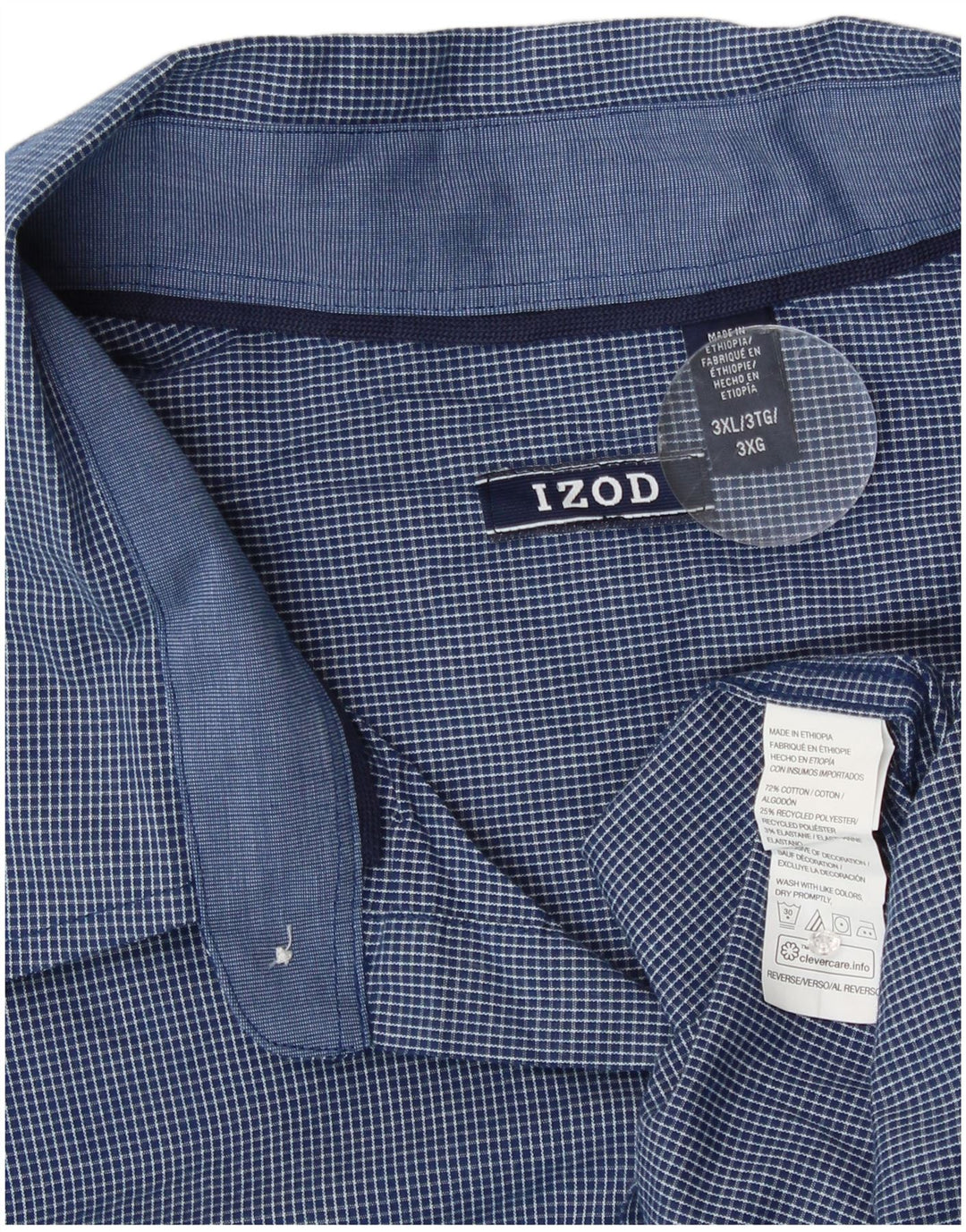 Izod Ανδρικό καρό πουκάμισο 3XL Blue Gingham Cotton