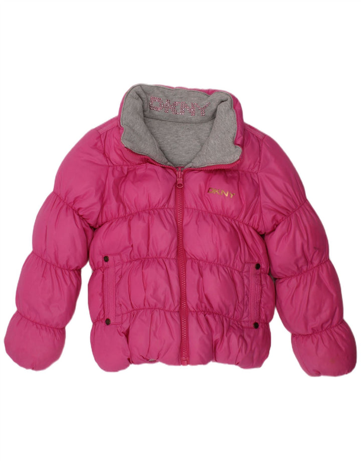 Dkny Girls Hooded Reversible Jacket 4-5 Years Pink Polyester