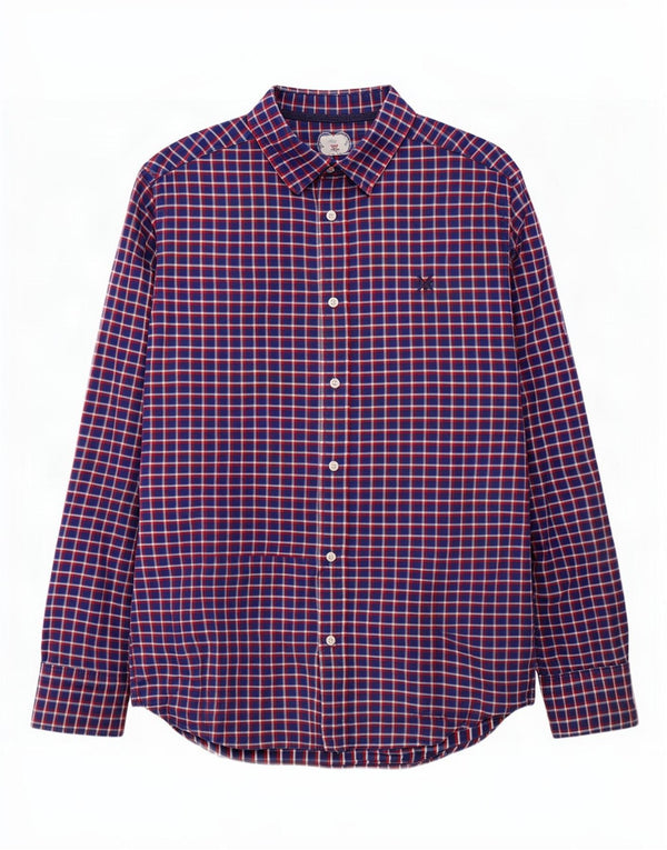 Crew Clothing Ανδρικό πουκάμισο με κλασική εφαρμογή φανελένιο μεσαίο μπλε ναυτικό βαμβακερό καρό
