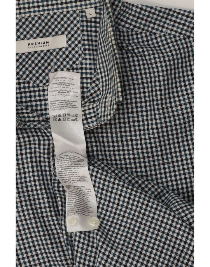 Jack & Jones Ανδρικό πουκάμισο μεγάλο μπλε βαμβακερό Gingham