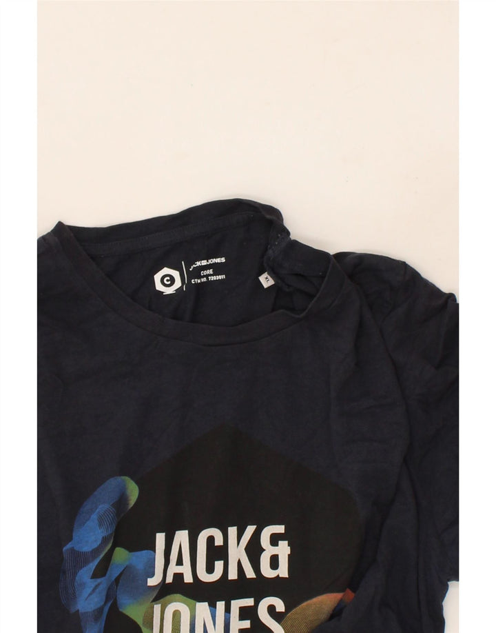 JACK & JONES Mens Graphic T-Shirt Top XL Navy Blue Vintage Jack & Jones and Second-Hand Jack & Jones from Messina Hembry 