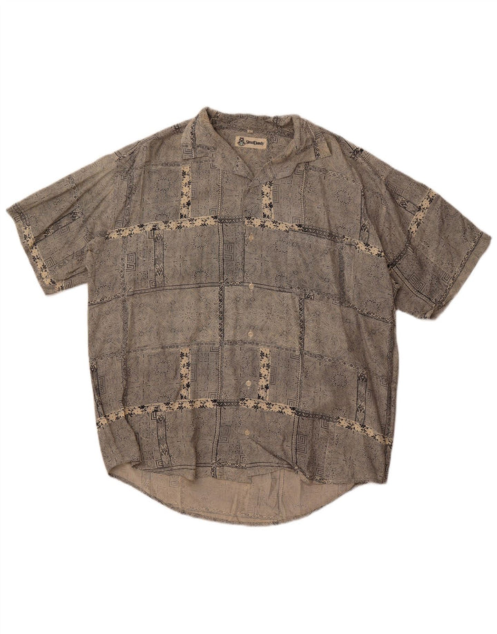 Vintage ανδρικό κοντομάνικο πουκάμισο μεγάλο γκρι Paisley