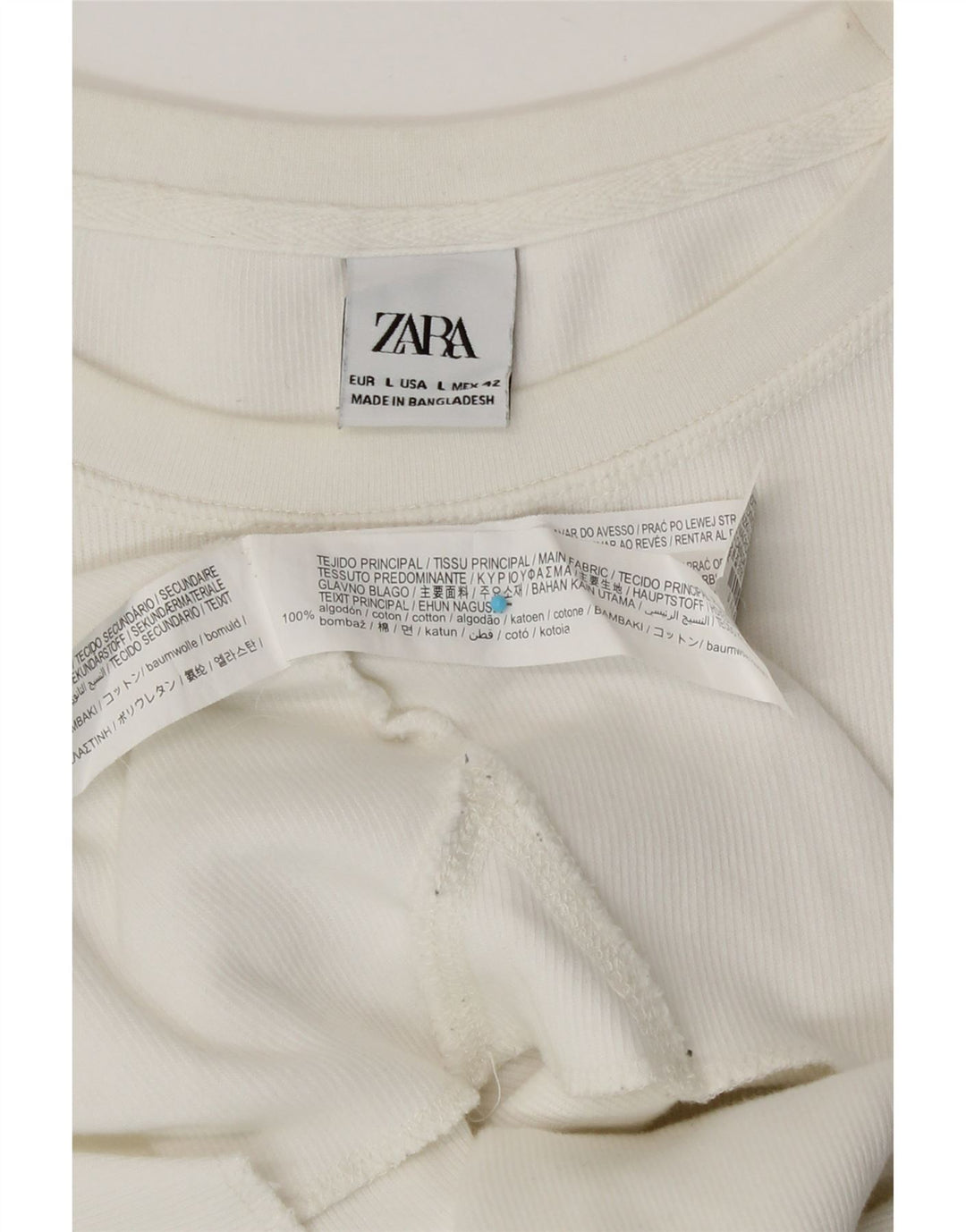 Ανδρικό τοπ Zara μακρυμάνικο μεγάλο λευκό βαμβακερό