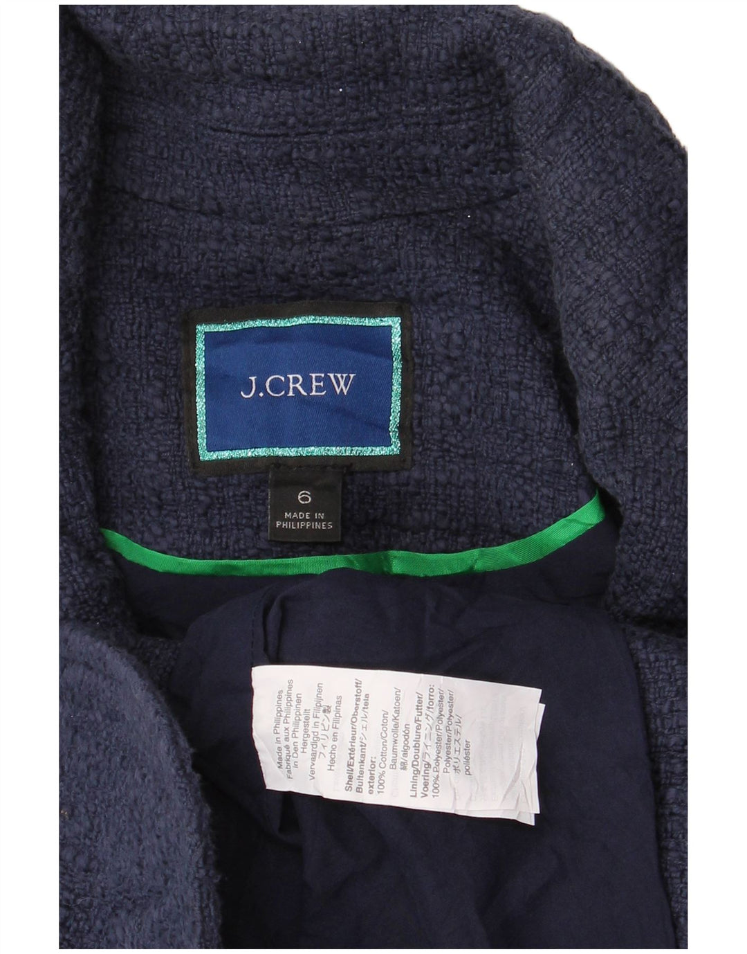 J. Crew Γυναικείο σακάκι σακάκι 1 κουμπιού Crop US 6 Medium Navy Blue Cotton