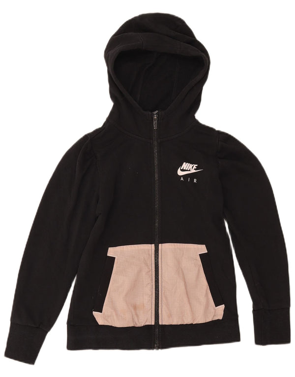 Nike Girls Zip Hoodie πουλόβερ 10-11 ετών Medium Black Colorblock