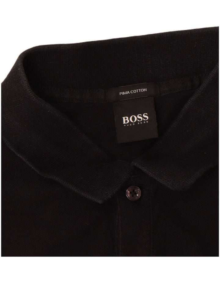 Ανδρικό μπλουζάκι πόλο Hugo Boss, μεγάλο μαύρο βαμβακερό