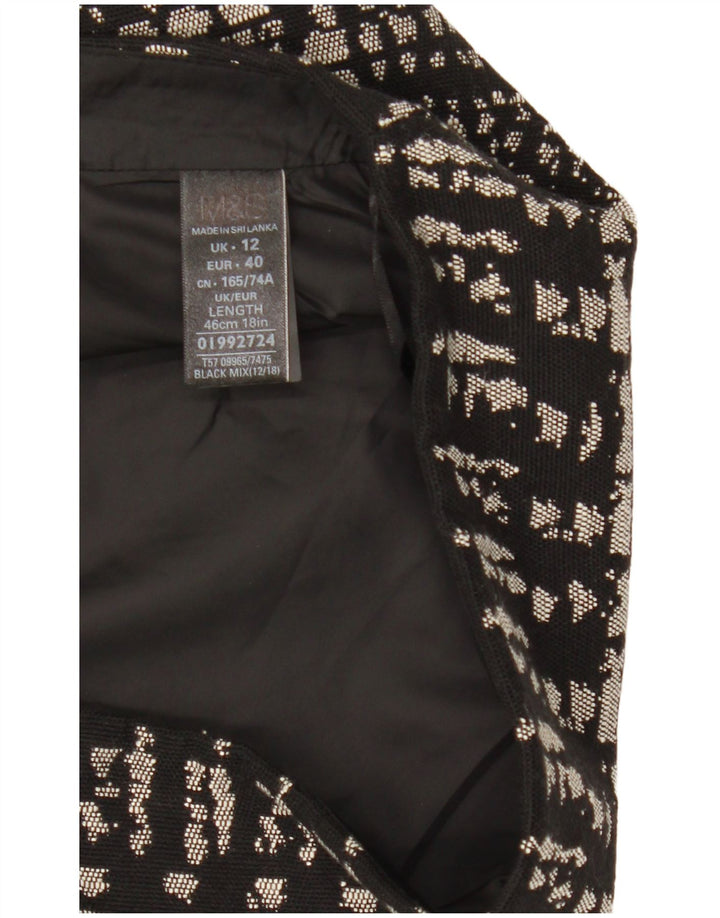 Marks & Spencer Γυναικεία Μίνι Φούστα UK 12 Medium W31 Μαύρο γεωμετρικό βαμβακερό