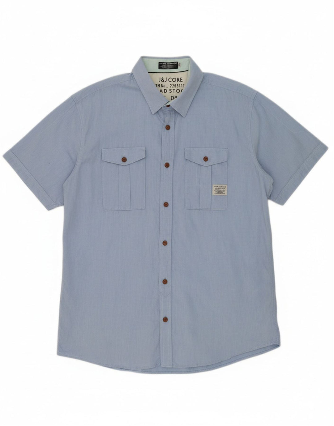 JACK & JONES Mens Short Sleeve Shirt 2XL Blue Cotton