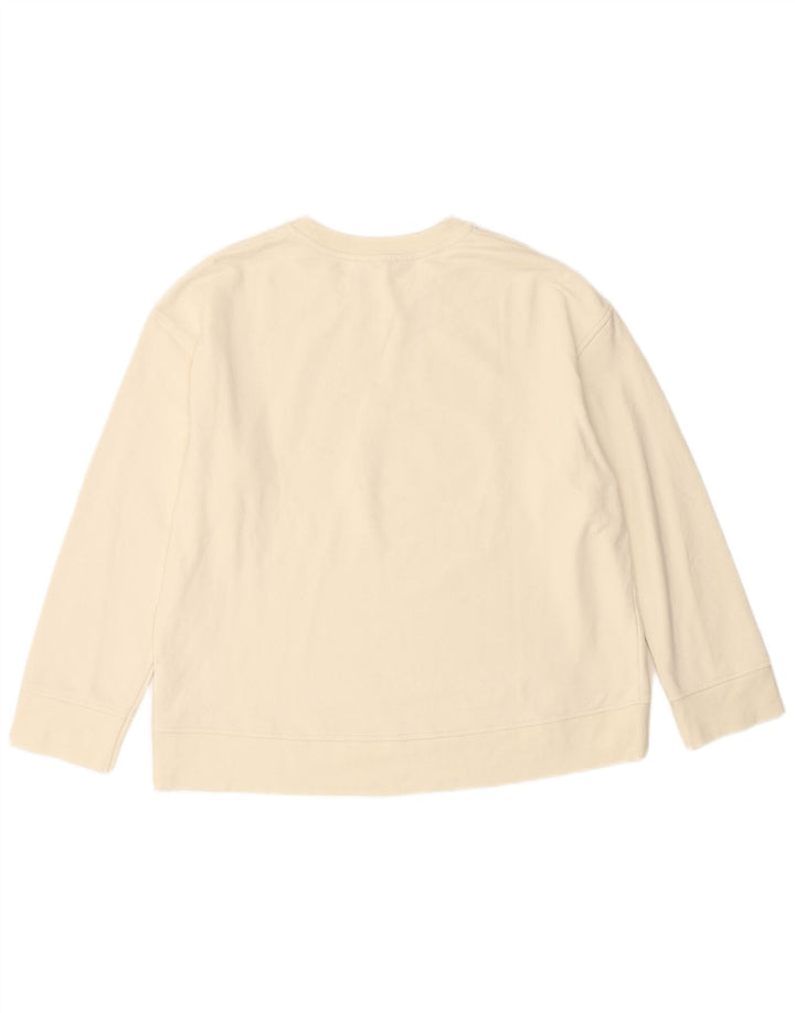 JIGSAW Γυναικεία υπερμεγέθη γραφική φούτερ Jumper UK 16 Large Off White