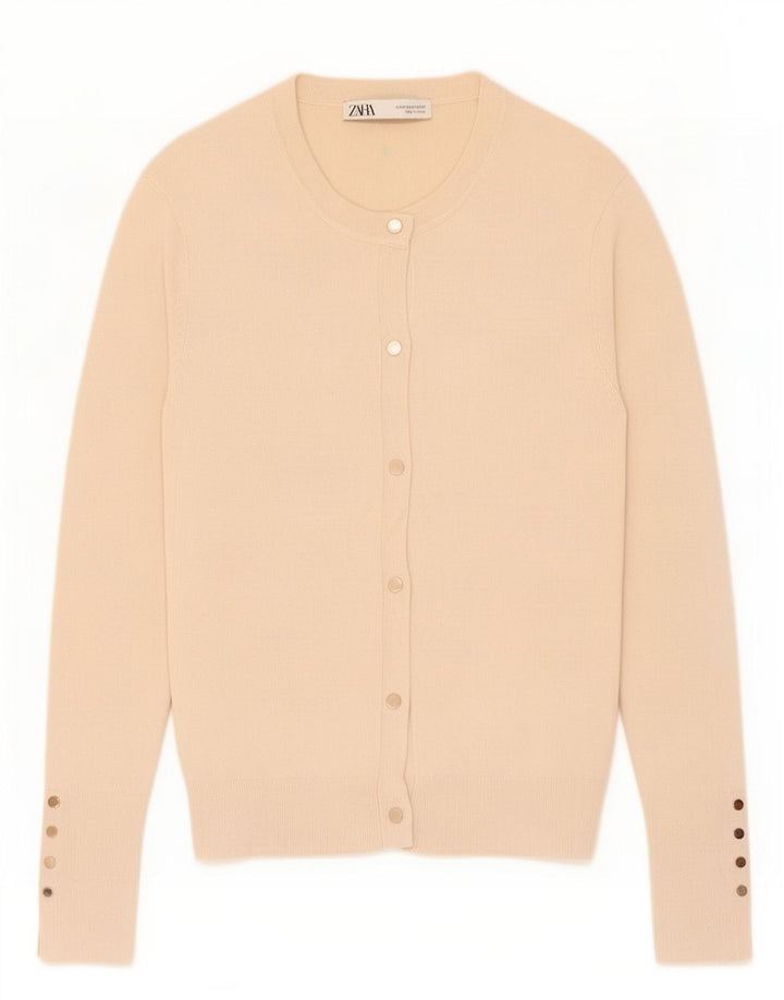 Zara Γυναικεία Ζακέτα πουλόβερ UK 12 μεσαία μπεζ βισκόζη