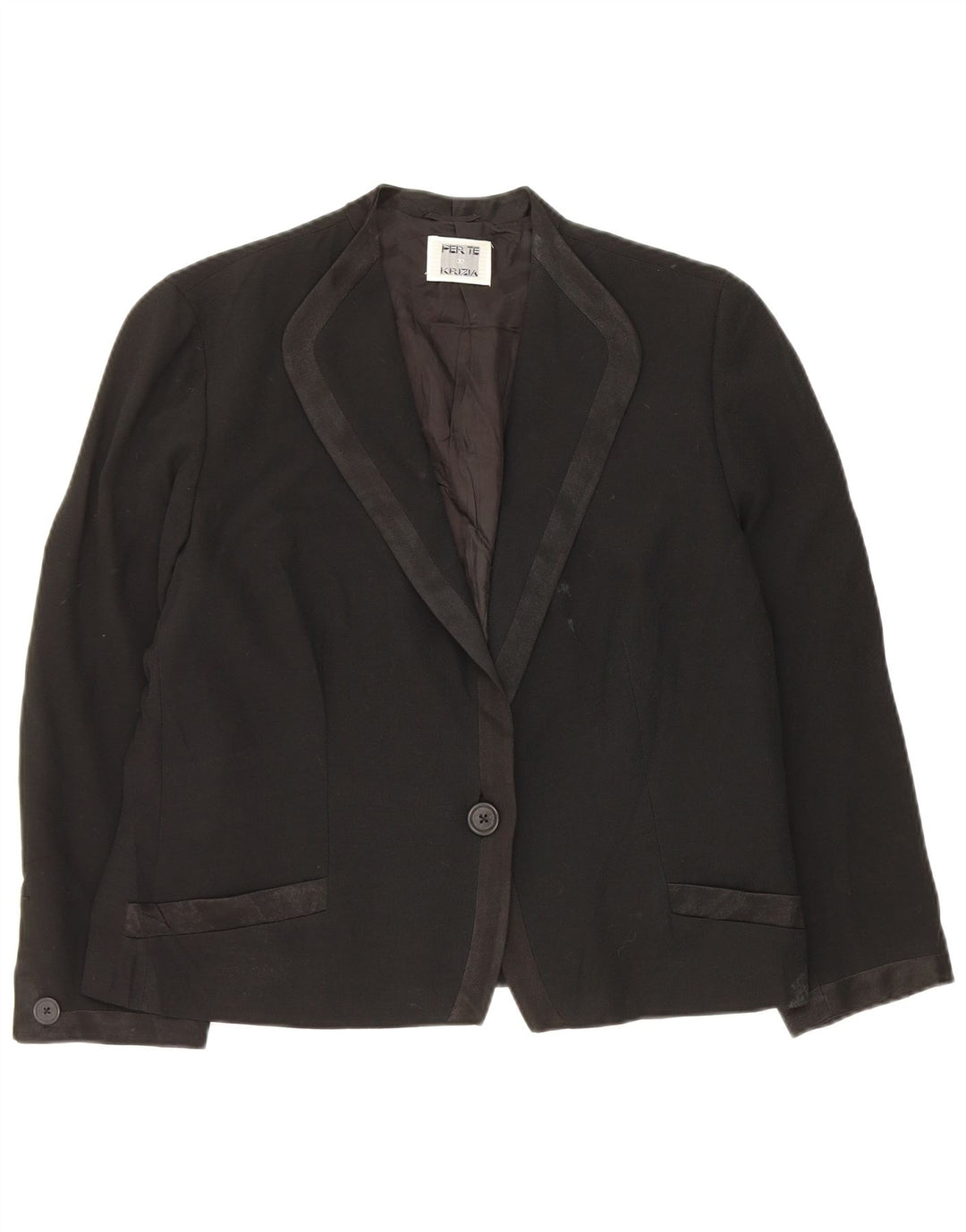 Perte από την Krizia Γυναικείο σακάκι 1 κουμπιού blazer UK 16 μεγάλο μαύρο οξικό