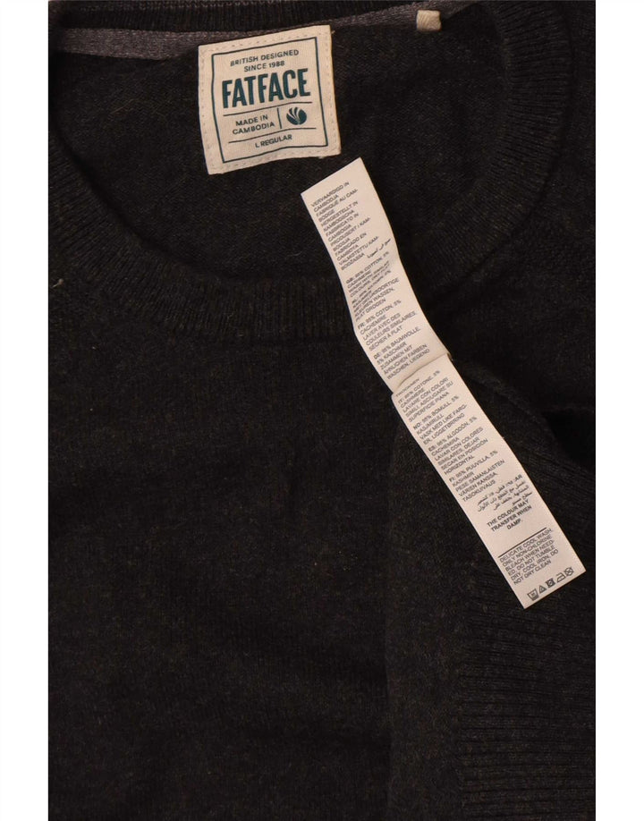 Ανδρικό πουλόβερ Fat Face Regular Fit Crew Neck Jumper μεγάλο γκρι βαμβακερό
