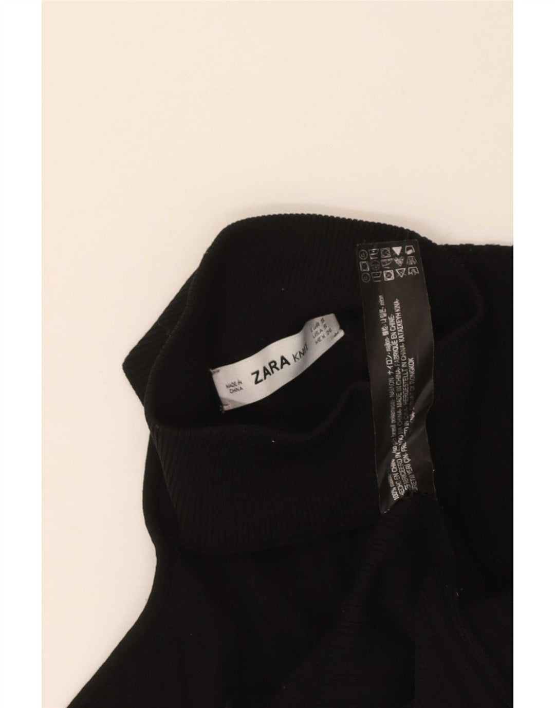 Zara Womens Crop One Shoulder Top UK 8 Small Black Nylon