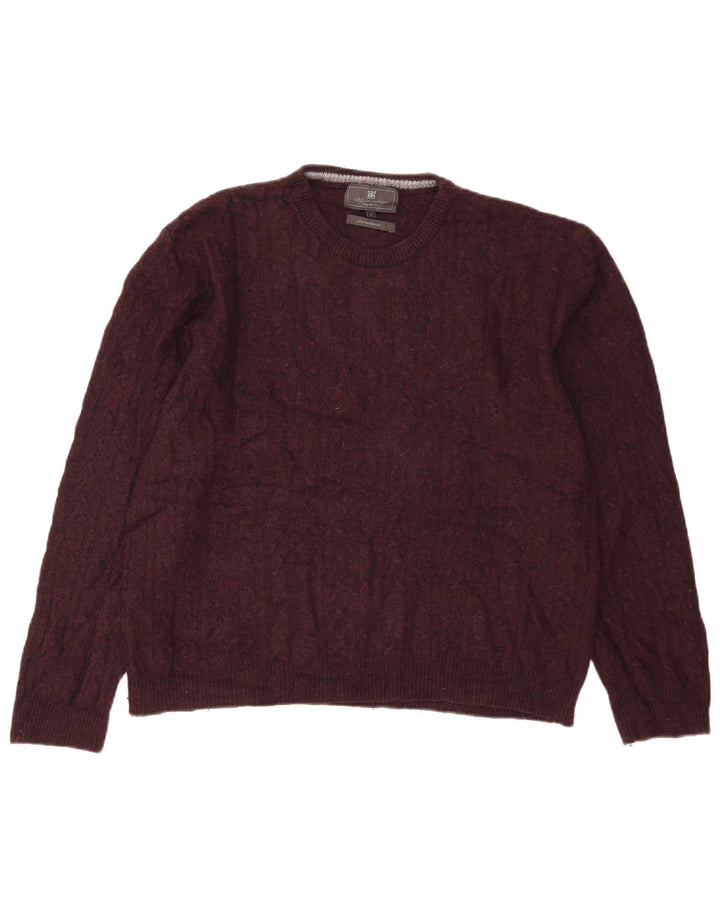 Ανδρικό πουλόβερ Marks & Spencer Regular Fit Crew Neck Jumper μεγάλο μπορντό