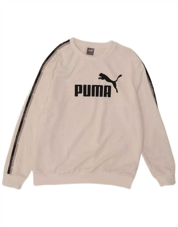 Ανδρικό γραφικό φούτερ Puma Jumper μεγάλο λευκό πολυεστέρα