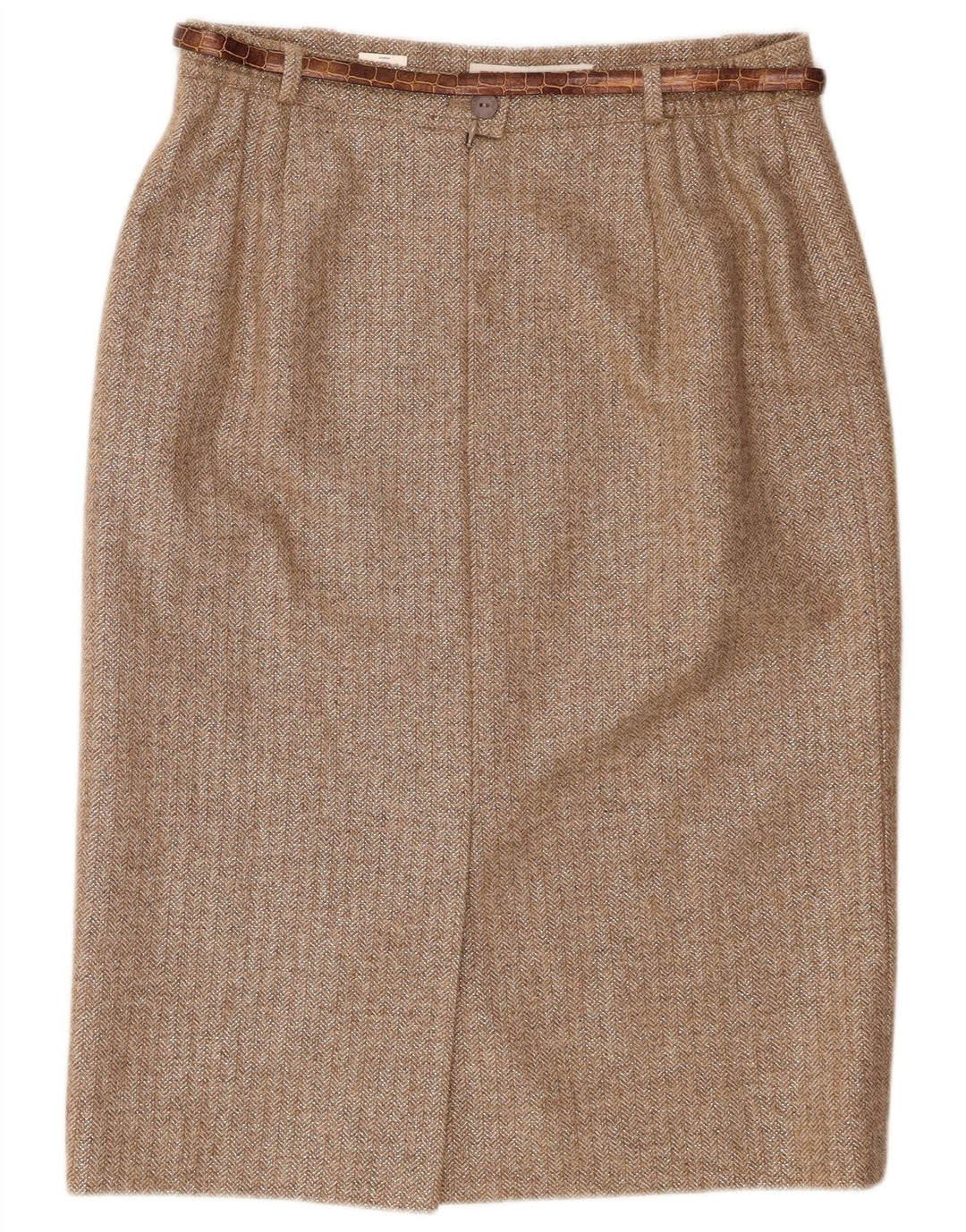 Eugen Klein Γυναικεία Pencil Φούστα IT 42 Medium W30 Καφέ Chevron μαλλί