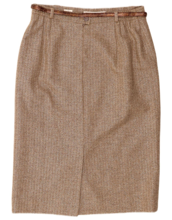 Eugen Klein Γυναικεία Pencil Φούστα IT 42 Medium W30 Καφέ Chevron μαλλί