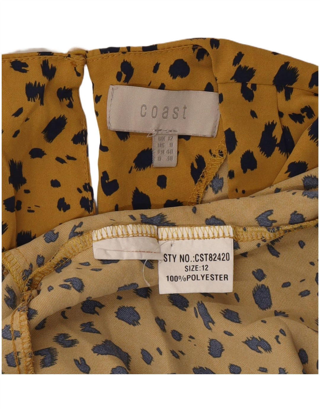 Coast Γυναικεία Μπλούζα Τοπ UK 12 Medium Yellow Animal Print Polyester